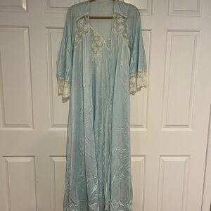 Miss Elaine Light Blue Lace Trim Robe